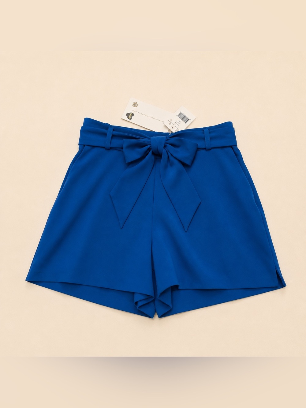 High-Waist Bow-Tie Royal Blue Women’s Shorts